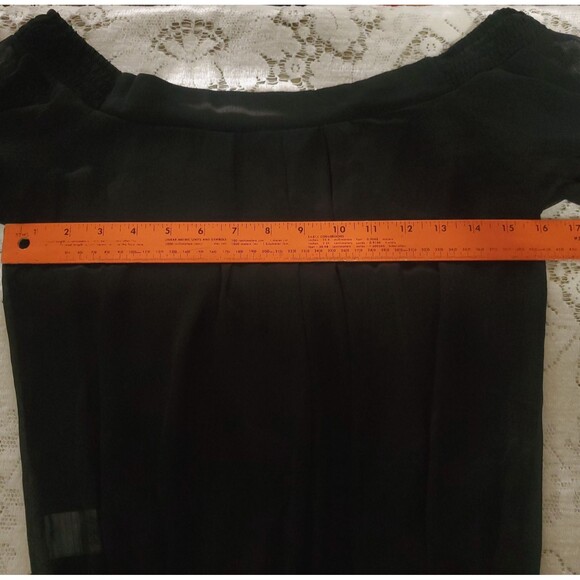 Guess Women's Black Sheer Off Shoulder Top/Blouse Boho Peasant Style Size S/P - Picture 6 of 12